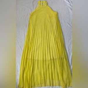 Pleated halter dress with built in slip